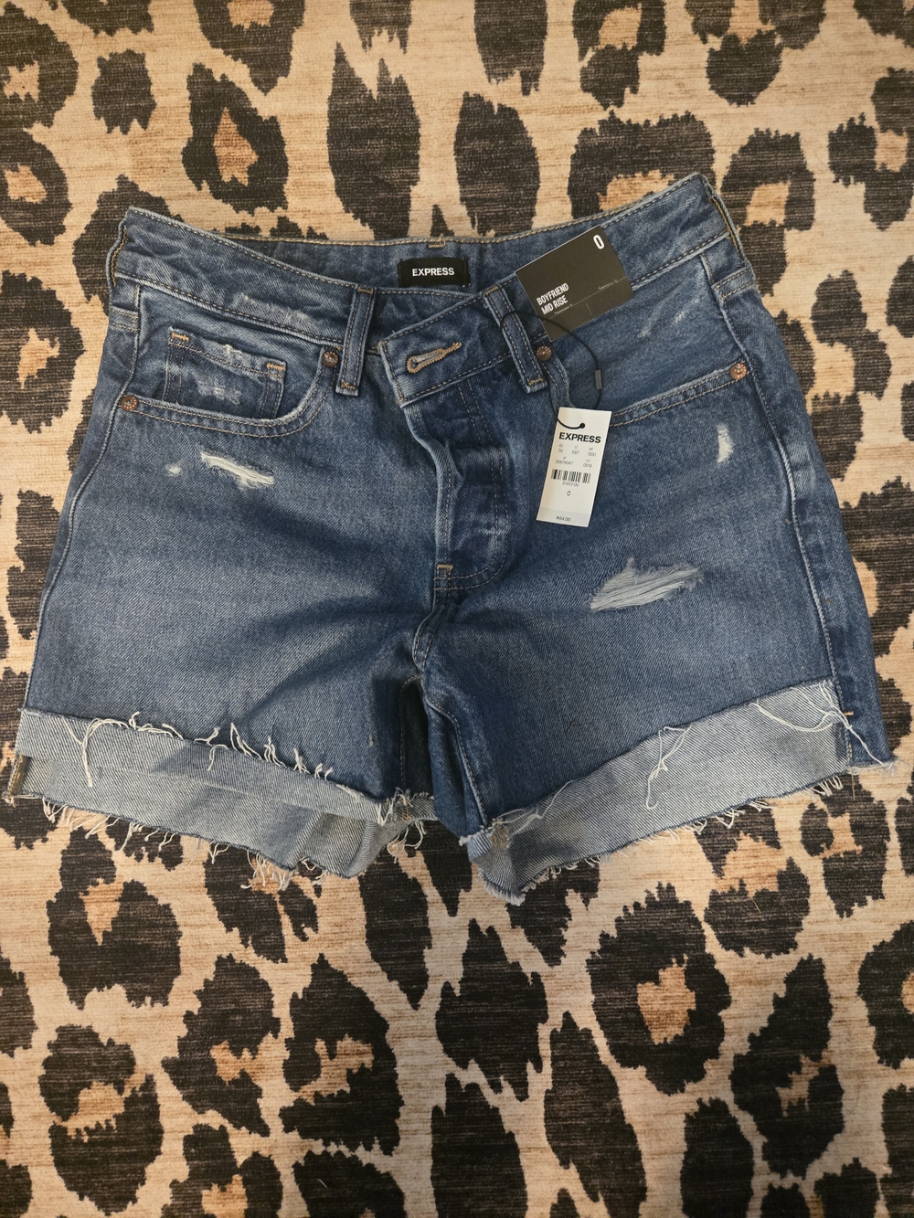 Express Boyfriend Mid Rise Jeans - Blue - Picture 2 of 3